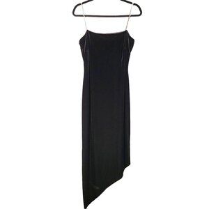 Vintage Y2K 90s Women's sz 12 Black Velvet Slip Dress Evening Gown Whimsygoth Rh